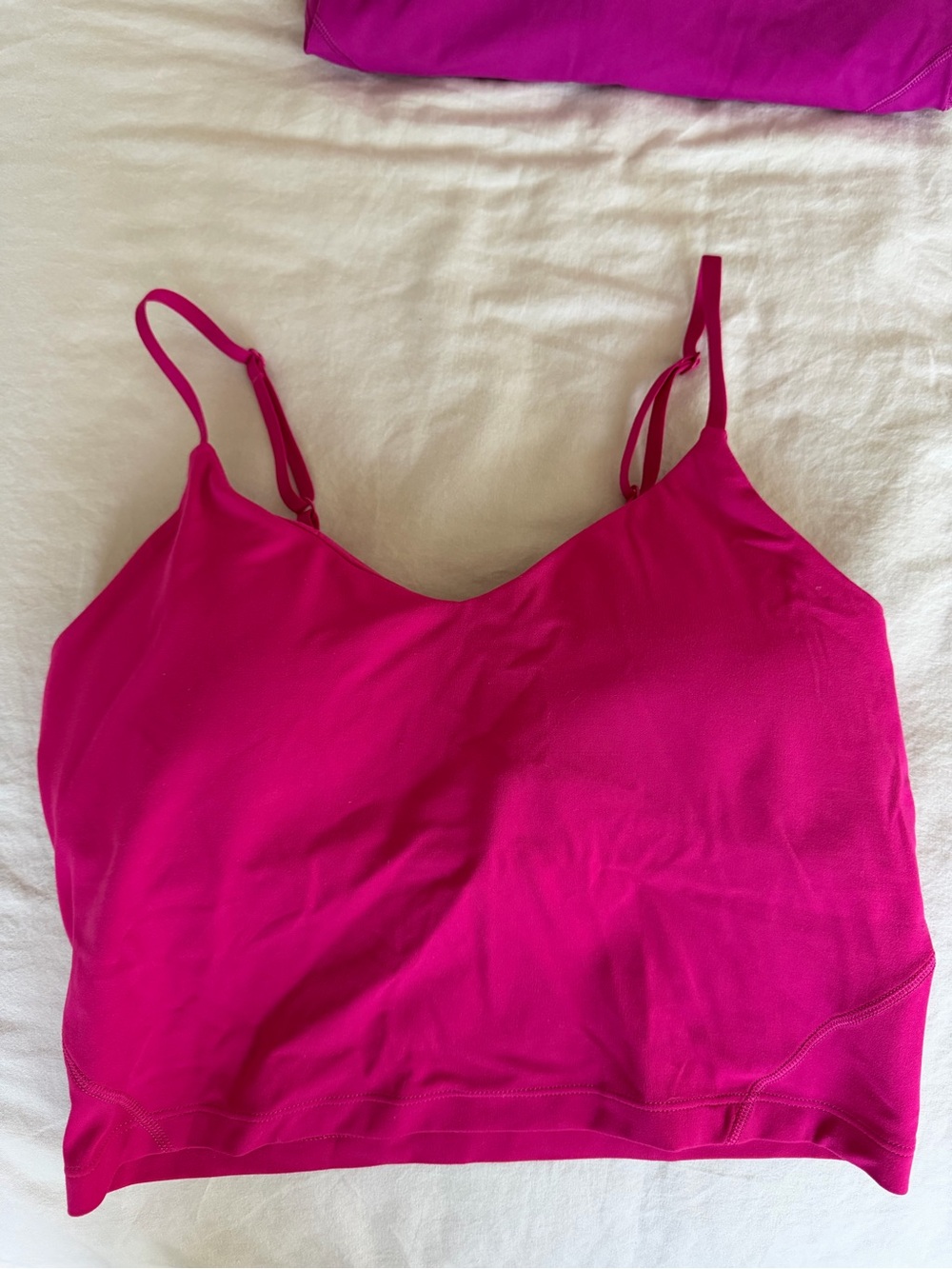 Bright Magenta Spaghetti Strap Crop Tank Top